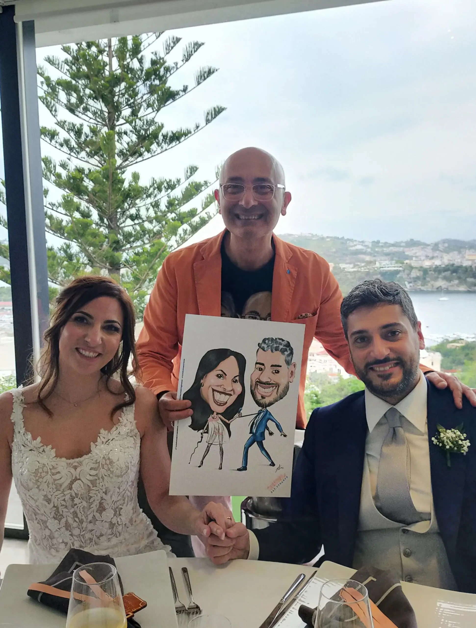 Caricatura sposi a colori su foglio A3 in digitale